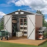 GVDV Geräteschuppen Metall – Gerätehaus mit Belüftung & abschließbaren Türen 236 × 171 × 197 cm,Wetterfester Outdoor Geräteschrank für Garten,Terrasse & Hof – Für Fahrräder,Werkzeuge & Rasenmäher