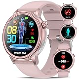 YYKY EKG Uhr Smartwatch Damen Herren mit HRV/Hαrπsäυre/BMI,1,39' rund Smartuhr Fitnessuhr mit Telefonfunktion SOS-Taste/Blutdruck/Körpertemperatur/Müdigkeit/Emotionserkennung/Schlaf (Rosa)