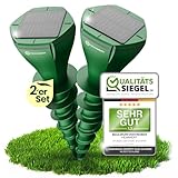 HEIMWERT Maulwurf Vertreiber Wühlmausschreck - SCHNELLE Ergebnisse mit KI Wechselfrequenz Automatik - Solar Abwehr wasserdicht und flüsterleise - auch gegen Wühlmäuse (2er Pack)