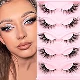 3D Falsche Wimpern Katzenauge, Cat-Eye Natürliche Künstliche Wimpern Extensions Set, 20mm Flauschiges Fox Eye Künstliche Wimpern Natürlich Look, 5 Paare Wiederverwendbar Faux Mink Wimpern(Z-6)