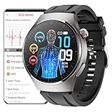 DigiKuber Smartwatch ECG Herren Empfangen/Tätigen von Anrufen, 1,43 Zoll AMOLED wasserdichte Smart Watch Damen mit SpO2 Schrittzähler Pulsuhr Blutdruck Schlafmonitor für Android iOS