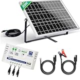 ECO-WORTHY 25W 12V Monokristallines Solarmodul Solarpanel Kit: 25W Solarpanel + Verstellbare Halterung + SAE-Anschlusskabel +10A Laderegler für Auto RV Marine Boot