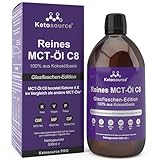 Reines MCT Öl C8 | Glasflasche | Produziert 4X Ketone im Vergleich als Andere MCT-Öle | Höchste Reinheit von über 99% | 100% aus Kokosnuss | Unterstützt Keto & Fasten | Vegan | 500 ml | Ketosource®