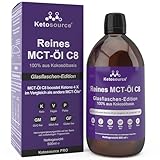 Reines MCT Öl C8 | Glasflasche | Produziert 4X Ketone im Vergleich als Andere MCT-Öle | Höchste Reinheit  99% | 100% aus Kokosnuss | Unterstützt Keto Diät, Keto Kaffee & Fasten | 500 ml | Ketosource®
