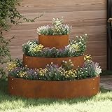QJBSAVVA Großes Rundes Metall Pflanzgefäß Verwitterter Stahl Bronze Outdoor Pflanzkübel für Garten Terrasse Balkon mit Industriellem Look und Drainage