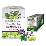 Bad Heilbrunner Einschlaf Tee mit Melatonin - im Pyramidenbeutel - Melatonin, Melisse, Lavendel - Endlich wieder gut einschlafen - Ideal fürs Reisen - Gute Nacht Tee (4 x 12 Pyramidenbeutel)