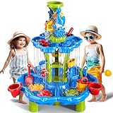 Doloowee Sand- und Wassertisch Spielzeug für Kinder, Wasserspieltisch Outdoor Strandspielzeug, Sommer-Wasserspielzeug für Jungen und Mädchen 3 4 5 6 7 8 Jahre alt
