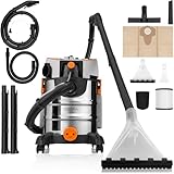 Zonder Pro Aqua Waschsauger – 1400W Nass- & Trockensauger mit Sprühextraktion, 4L Frischwassertank, 20L Schmutzwassertank, HEPA-Filter, Blasfunktion, inkl. umfangreichem Zubehör für Teppiche, Polster