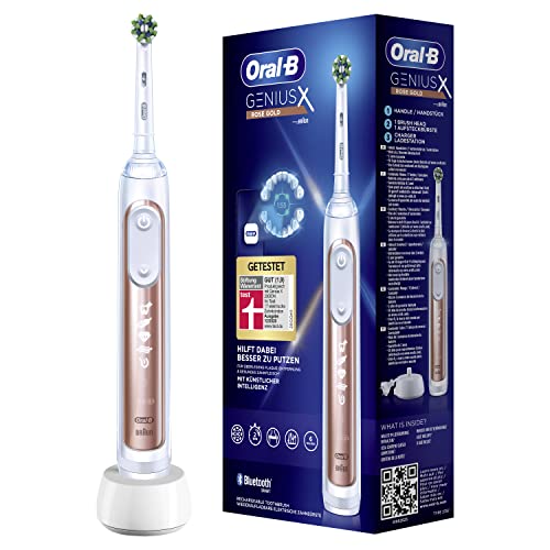 Oral-B Genius X Elektrische Zahnbürste/Electric Toothbrush, 6 Putzmodi für Zahnpflege, künstliche Intelligenz & Bluetooth-App, Geschenk Mann/Frau, Designed by Braun, rosegold