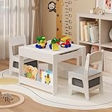 Gizoon 4-in-1 Aktivitätstisch und Stuhl-Set für Kinder, mit herausnehmbarer Tischaufbewahrung, Kleinkind-Basteltisch und Stühle zum Zeichnen, Spielen, Lernen, Essen im Spielzimmer, Kinderzimmer