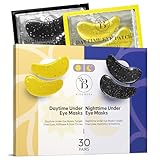 Augenpads Gegen Augenringe (30 Paare) - Eye Pads mit Koffein & Augenpads Hyaluron - Eye Patches zur Augenringe Entfernen - Under Eye Patches für Tag und Nacht - Augenpads gegen Tränensäcke - Eye Mask