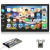 Motorsi 2 Din Bluetooth Autoradio, 7' HD Touchscreen Car Stereo MP5 Player, Unterstützung Bluetooth/MirrorLink/FM/USB2.0/AUX/Laden/Fernbedienung+Rückfahrkamera