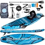 Aqua Spirit SUP Aufblasbares Stand-Up Paddle Board 2024 | 320x81x15cm | Kompletter Kajak-Umbausatz mit Paddel, Rucksack, Pumpe und weiterem Zubehör | Erwachsene Anfänger/Experten | 2 Jahre Garantie