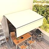 LAPOOH Manuell einziehbare Markise mit Rollo, 4,5 x 3 m, cremefarben, Gartenmarkise, Anti-UV und wasserdicht, einziehbare manuelle Markise, 3069437