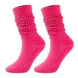 Strickstrumpfhose für Damen, mittelhoch, mit Blasen, modische und vielseitige Socken, für Männer und Frauen, hot pink, Einheitsgröße