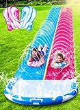 Sloosh 686cm Double Water Slide, Heavy Duty Rasen Wasserrutsche mit Sprinkler und 2 Slip aufblasbare Bretter für Sommer Party Hof Rasen im Freien Wasser Spielen Aktivitäten