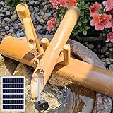COUIVQA Bambusbrunnen-Set, freistehende Brunnen mit Solarpumpe, Terrassen-Holzbrunnen im Freien, Wasserlandschaft, Zen-Gartendekor, für Vater/Männer, Thanksgiving-Geschenk