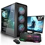 SYSTEMTREFF Gaming Komplett PC Set AMD Ryzen 5 5500 6x4.2GHz | Nvidia RTX 3050 8GB DX12 | 1TB M.2 NVMe | 32GB DDR4 RAM | WLAN Desktop Paket Computer für Gamer, Gaming