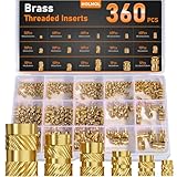 Gewindeeinsatz 360 Stück Set, HOLMOL Messing Einschmelzgewinde M2 M2.5 M3 M4 M5 M6 für Kunststoff, Gerändelt Einpressmuttern für 3D Druck Zubehör und DIY Projekte, Gewindeeinsätze mit Box
