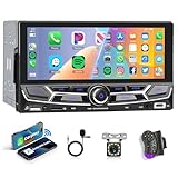 Hodozzy Doppel DIN Autoradio CarPlay Android Auto-6,86 Zoll HD Touchscreen 2 Din Bildschirm Bluetooth Stereo Auto Multimedia MP5 Player Mirrorlink FM Radio/Typ-C/USB/TF/AUX SWC Rückfahrkamera