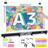 ARTDOT Leuchttisch A3 als 5D Diamond Painting Zubehör, Einstellbare Helligkeit Diamant Painting Lichtplatten mit Ständer für Diamond Painting Erwachsene