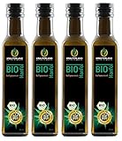 Kräuterland Bio Hanföl - Hanfsamenöl 1 Liter (4x250ml) 100% rein kaltgepresst - hoher Anteil an Omega 3-6-9 Fettsäuren - vegan in Premium Qualität