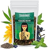 Guayusa Tee | Cannabis Huerto 200g | Kaffee Alternative | Mischung enthält Guayusa, Pfefferminze, Johannisbeerblätter, Konponamehl, Ringelblumenblüten, Schlehe, Chiasamen und natürliche Aromen