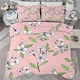 buyluhn Bettdecke 180x220 Blumen, 4 Jahreszeiten Bettdecken Rosa Ohne Bezug Nutzbar, Kinder Steppdecke Microfaser Ganzjahresdecke，Waschbar Bettzeug mit 2 Kissenbezug für Sommer Winter