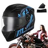 Kongou Helme für Erwachsene Motorrad,Herren Motorradhelme | Straßenrad-Rennhelme,Schützende Integralhelme mit warmem Halstuch und Sonnenblende für Motorräder und Elektroroller
