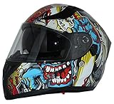 Protectwear Motorradintegralhelm Integralhelm mit integrierter Sonnenblende und klappbarem Visier V128-MU-L, mehrfarbig