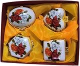 Mini-Schmuckkästchen mit Klappdeckel, Porzellan, 4er-Set, Blumen-Schmetterling, kleine Keramik-Vintage-Schmuckschatulle, Ohrringe, Ringhalter, Organizer, Zahnfee-Andenkenbox, H