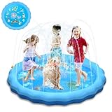 NINGESHOP 170CM Splash Pad, Wasser-Spielmatte Sprinkler Kinder Anti-Rutsch,PVC-Spritz pad,Wasserspielzeug Kinder Play Matte Sommer Outdoor Garten Spielzeug für Baby Party