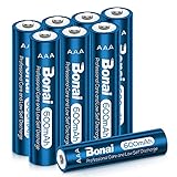 BONAI Akku AAA 600mAh Wiederaufladbare Solarleuchten Garten Batterien 1,2V AAA Accu NI-MH Aufladbare Solar Bodenleuchten Akkubatterien geringe Selbstentladung (8 Stück)