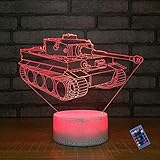 Optische Täuschung 3D Panzer Nacht Licht 16 Farben Andern Sich Fernbedienung USB-Strom Touch Schalter Dekor Lampe LED Lampe Tisch Kinder Geburtstag Weihnachten Geschenk