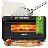 TurboTronic Pizzaofen bis 430 °C perfekte Pizza (30 cm) in 2 Minuten inkl. Pizzastein & Pizzaschieber für Zuhause & Garten Neapolitan Mini Backofen Edelstahl Schnellaufheizen AirFryer Steak Lahmacun