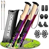 DOBESTS Wanderstöcke Nordic Walking stöcke, Wanderstock Teleskop Carbon & Aluminiu, Wanderstocken faltbar 110-130CM, Trekkingstöcke für Damen und Herren, leicht und verstellbar mit Korkgriff