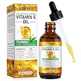 Vitamin E Öl - 75,000 IU, Vitamin E Tropfen, Straffung Prallen Haut, Reduzierung Feinen Linien und Narben, für Haut, Narben, Gesicht & Body, 60ml, kaltgepresst