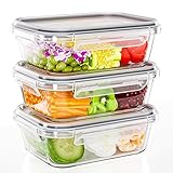 TUSEASY Frischhaltedosen Glas mit Deckel, 1040ml Meal Prep Boxen 3er-Set, Tupperdosen Set Glasbehälter Glasschüssel Lunchbox Glas Vorratsdosen Luftdicht Aufbewahrungsbox Küche