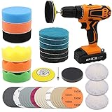 VIBRATITE 41PCS Scheinwerfer Restaurations Set, Polier Kit zur Wiederherstellung Stumpfer Verblasster Scheinwerfer,DIY Headlight Restoration Kit mit Schleifpapier,Polierschwamm, Schleifvlies