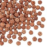 DICOSMETIC 150 Stück Rudraksha Perlen Meditations Gebetsperlen Runde Lose Energieperlen 6 mm Bodhi Perlen Naturholzperlen DIY Armband Schmuckherstellung