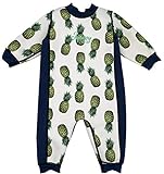 Aquajoy Warmsy - Premium Wende-Schwimmanzug | Warmer Neoprenanzug für Babys & Kleinkinder | Warme Ganzkörper-Badebekleidung für Jungen & Mädchen | 2 in 1-Design (Blaue Ananas) Gr. 3-6 Monate