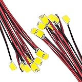 DiCUNO 20 Stk. vorverdrahtet SMD Mikro LED Dioden, 0805 gelötete Mini LED Leuchtdiode mit 16CM Mikrolitzenleitungen für DIY, Modellbau, Modelllayout, Dekor, 20mA, Farbe: Warmweiß