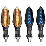 Greluma 4 Stk 12V Universal Motorrad Blinker Blinker Bernstein Licht Zweifarbig 17 LEDs Blau Gelb Lampe