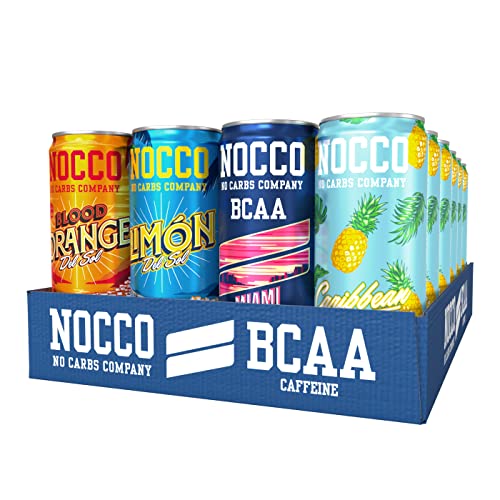 NOCCO BCAA Energy Drink – zuckerfrei, vegan Energy Getränk mit Koffein, Vitaminen und Aminosäuren – gemischte Sommergeschmäcker, 24 x 330ml inkl. Pfand (Mix SUMMER EDITION)