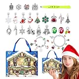 Weihnachtskalender 2024 Countdown-Countdown-Armbänder für den Weihnachts-Adventskalender – Set zur Schmuckherstellung – Countdown-Kalender für Weihnachten, Charm-Armbänder, Countdown bis zu