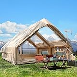 400x300x210cm Aufblasbares Gampingzelt mit PVC Groß Dachfenster für 4-10p, Outdoor Zelt mit Luftpumpe & Mesh Fenster, 420D Oxford Wasserdicht 3000mm & UV50+ für 4 Jahreszeiten, 5 Min Schneller Aufbau