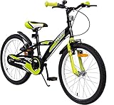 Actionbikes Kinderfahrrad Wasp - 1 Gang - ohne Schaltung - Fahrrad 20 Zoll für Jungen und Mädchen - Von 6-9 Jahren - V-Brakes vorne und hinten - Trapez-Rahmen - Kettenschutz (Schwarz Grün)