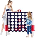 HOMASIS Riesiges 4 Gewinnt Spiel, 4 in Einer Reihe Spiele, Strategiespiel mit 42 Ringen & & Schieberegler, XXL Brettspiel Spielzeug Vier Gewinnt Spiel für Kinder & Erwachsene Outdoor (Dunkelblau)