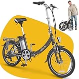 aktivelo E-Klapprad, 20 Zoll E-Bike, Faltrad mit wartungsfreiem 250 W Mittelmotor mit 5 Motorunterstützungsstufen, 65 km Reichweite, 6 Gang Nabenschaltung, für Damen und Herren geeignet