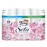 Foxy Seide | Toilettenpapier 48 Rollen | 200 Abrisse pro Rolle | 2-lagig | hohe Dicke | FSC zertifiziert | 100% erneuerbare elektrische Energie | recycelbare Verpackung aus recyceltem Kunststoff